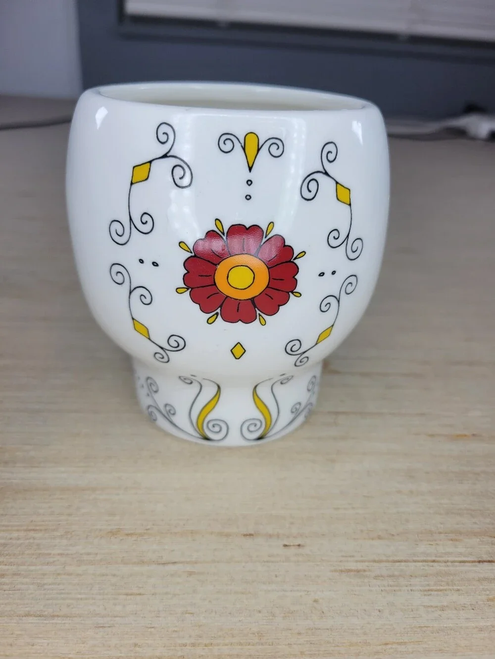Williams Sonoma Day of the Dead Sugar Skull Mug Cup Set of 4 White Floral